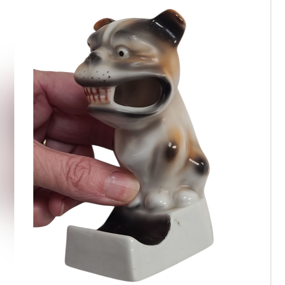 Antique 30's Or 40's Ceramic Bulldog Dog Toothbrush Paste Holder Germany